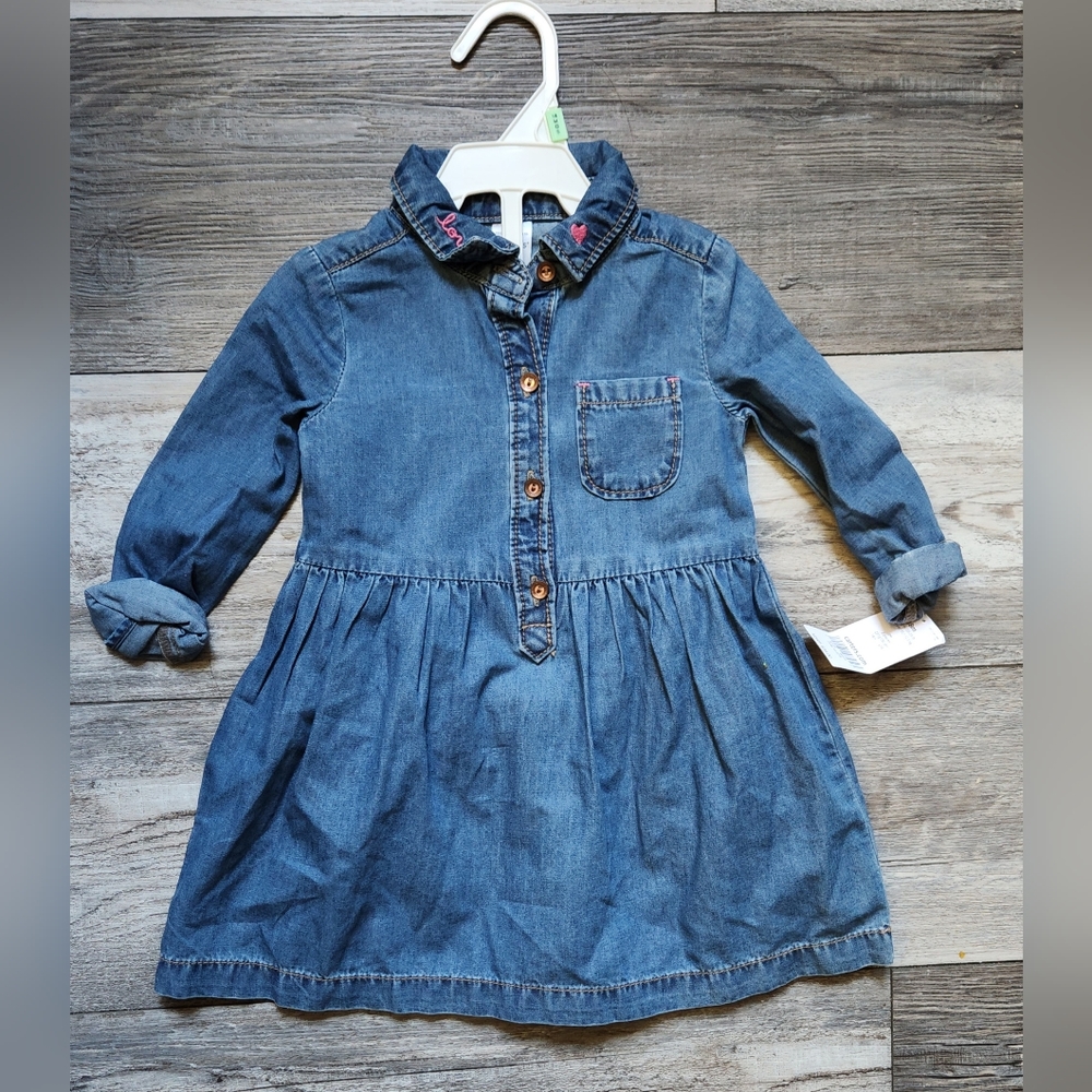 Baby Girl Carter's "Love" Henley Denim Dress with matching Bloomers